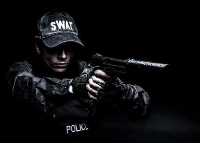 Officer with pistol