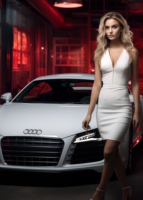 Girl and Audi R8 car