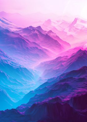 Pastel Mountain Landscape