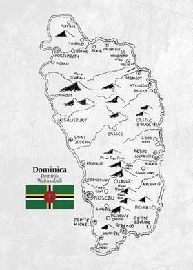 Handdrawn Dominica Map