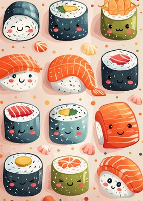 Cute Sushi with faces