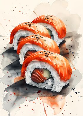 Sushi Aquarell Watercolor