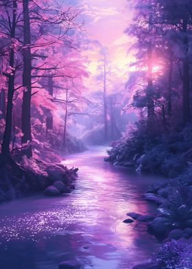 Pastel Forest River