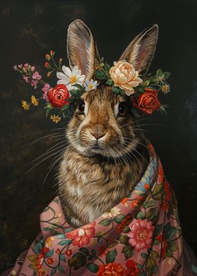 Rabbit with Flowers