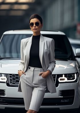 Woman and Range Rover car