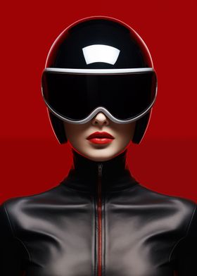 Woman Helmet Red lips