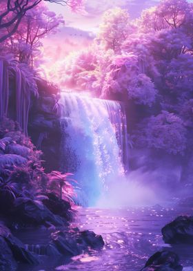 Pastel Waterfall Landscape