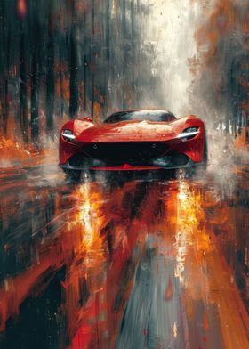 Cool Red Sports Car Art