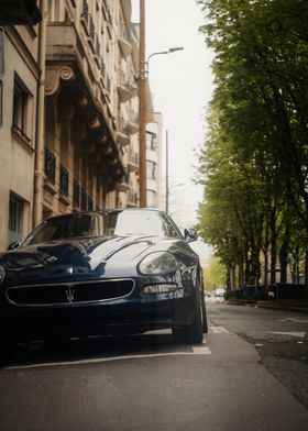 Maserati on the sidewalk