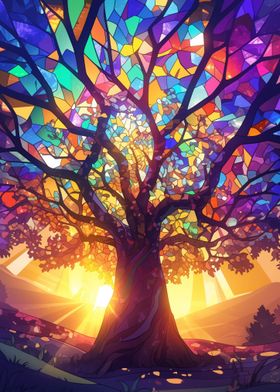 Stained Glass Magical Tree