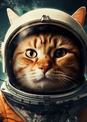 Cute cat in an astronaut 
