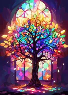 Stained Glass Magical Tree