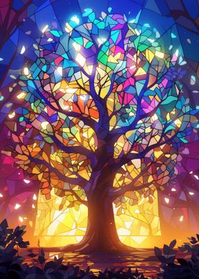 Stained Glass Magical Tree