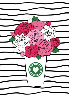 Pink Roses Coffee Cup