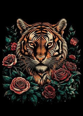 tiger and Flowers