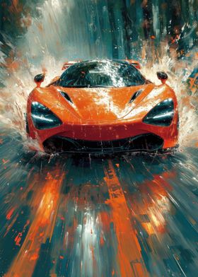 Orange Sports Car Art