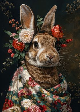 Rabbit with Flowers