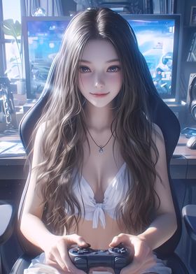 Anime Girl Gaming Waifu