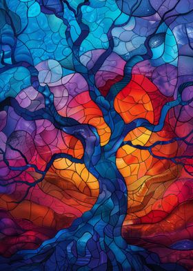 Stained Glass Magical Tree