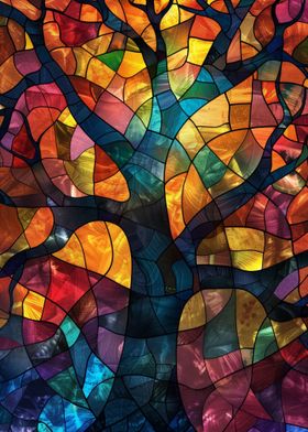 Stained Glass Mystic Tree