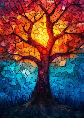 Stained Glass Magical Tree