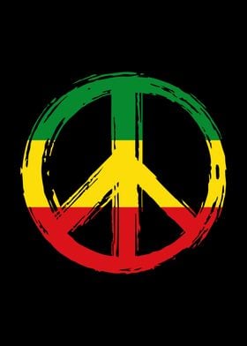 Peace Symbol Rasta Colors