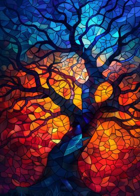 Stained Glass Mystic Tree