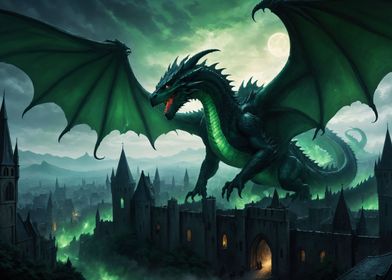 A gigantic green dragon