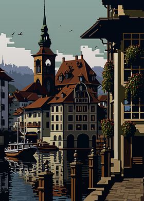 Lucerne City Pixel Art