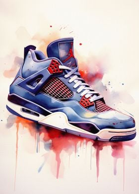 Watercolor Jordan 4 Shoes