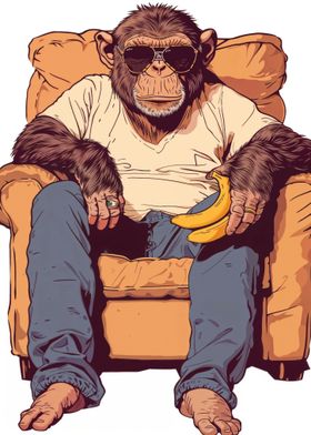 ape relax with banana