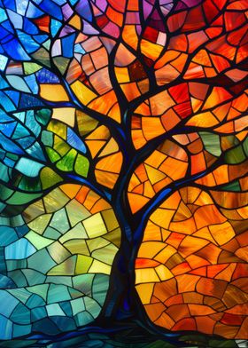 Stained Glass Vivid Tree