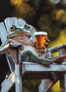 frog animal with beer