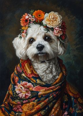 Dog with Flowers