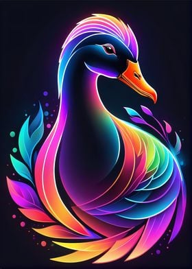 Neon Colorful Goose