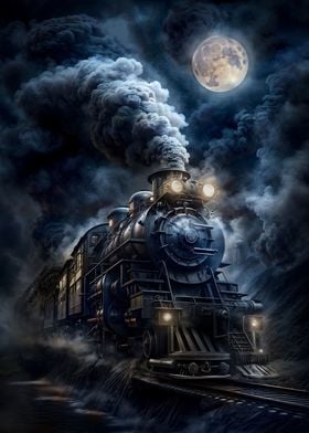 Moonlit Steam Engine