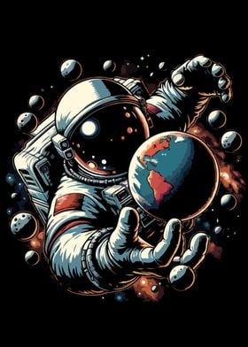 Astronaut Earth pop art