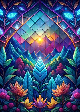 Neon Nature Stained Glass