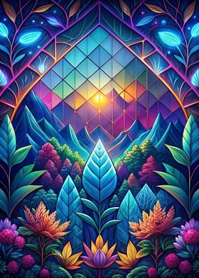 Neon Nature Stained Glass