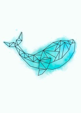 Whale geometric watercolor