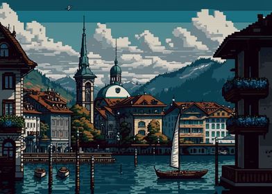  Lucerne City Pixel Art