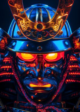 Scary neon samurai mask 