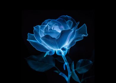 Blue Bioluminescent Rose