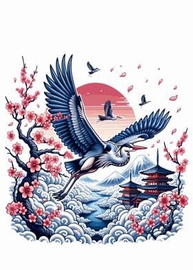 Cranes Bird Ukiyo e