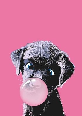 puppy with bubble gum