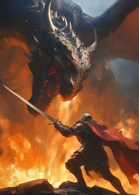 Dragon fighting a knight 1