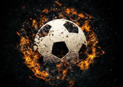 Football ball and fire