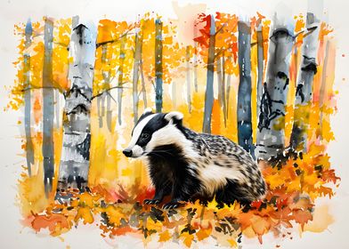 Badger in forest