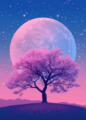 Moon Cherry Blossom Tree