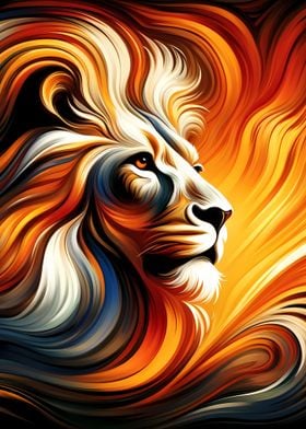 Abstract Fiery Lion 